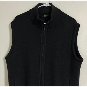 St Croix 100% Wool Mens Black Zip Up Sweater Vest Wool Size L
